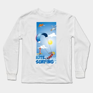 Funny and colourful kite surfing illustration Long Sleeve T-Shirt